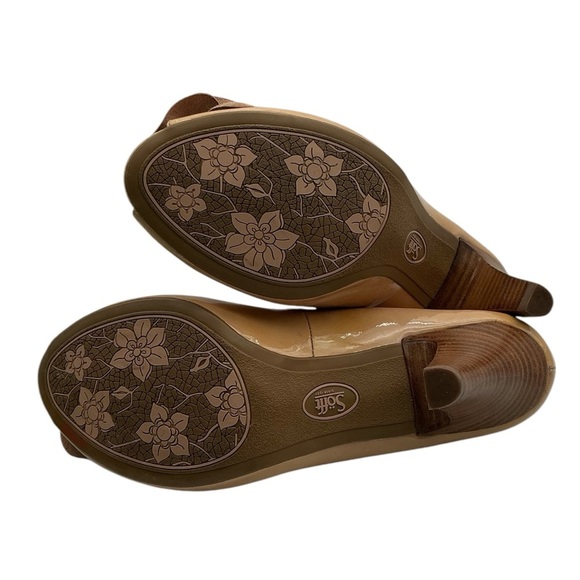 SOFFT  Gijon  PATENT LEATHER  Peep Toe Pump  10M  tan nude - Picture 7 of 8